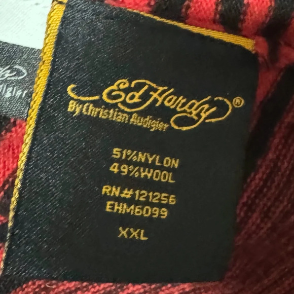 Ed Hardy Unisex Stripped V-Neck Wool Blend Sweater With Signature Logo XX-Large - Picture 5 of 8